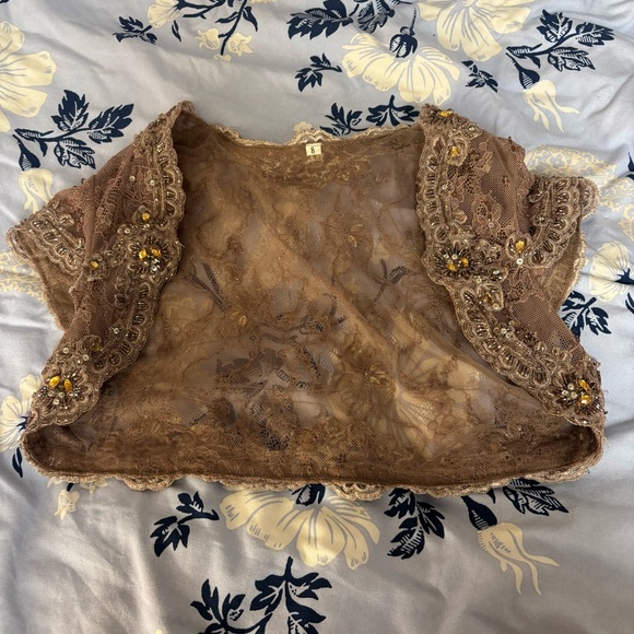 Jackets & Blazers - Brown lace beaded shrug